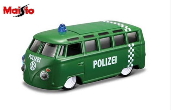 Maisto Volkswagen Van Samba Diecast Police Model 1:64 Green