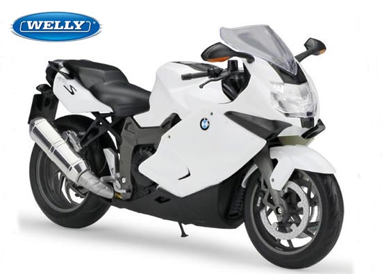 Welly BMW K1300S Diecast Motorcycle Model 1:10 White / Orange