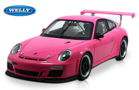 Welly Porsche 911 GT3 CUP Diecast Car Model 1:18 Green / Pink