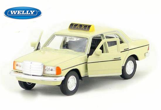 Welly Mercedes Benz W123 Diecast Taxi Car Toy 1:36 Creamy White