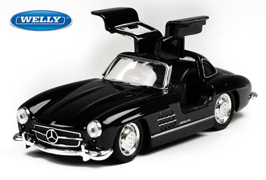 Welly Mercedes Benz 300SL Diecast Car Toy 1:36 Black / Red