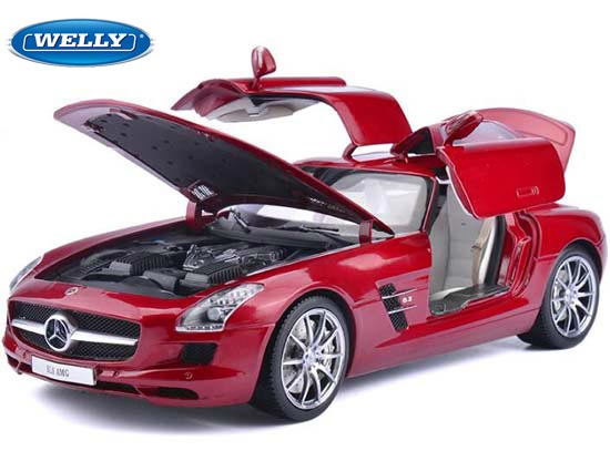 Welly Mercedes Benz SLS AMG Diecast Car Model Red /White /Gray