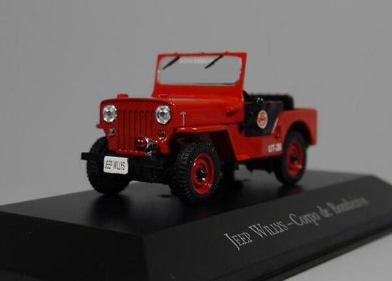 IXO Jeep Willys Diecast Car Model 1:43 Scale Red