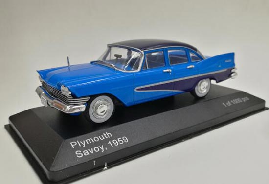 WhiteBox 1959 Plymouth Savoy Diecast Car Model 1:43 Scale Blue