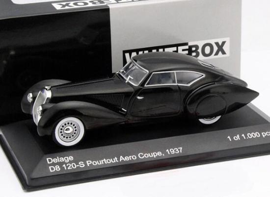 WhiteBox 1937 Delage D8 Diecast Car Model 1:43 Scale Black