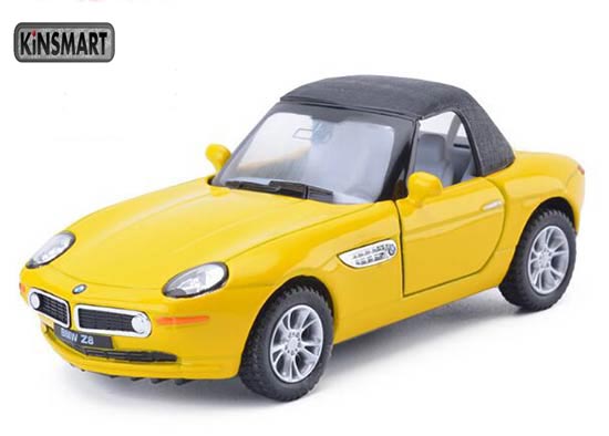 Kinsmart BMW Z8 Soft Roof Diecast Car Toy 1:36 Silver / Yellow