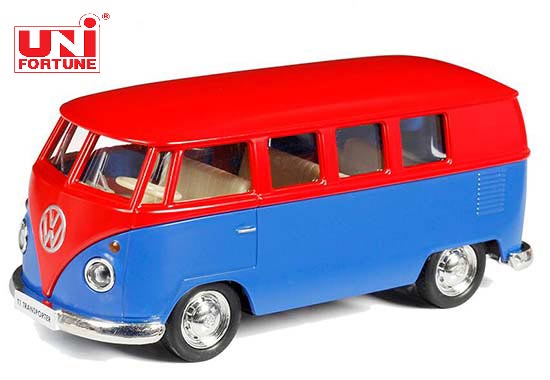 RMZ City Volkswagen T1 Bus Diecast Toy 1:36 Scale Red-Blue