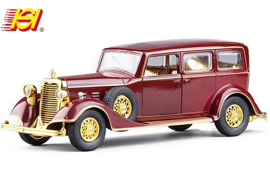 SH Cadillac Vintage Car Diecast Toy 1:32 Scale Black / Wine Red