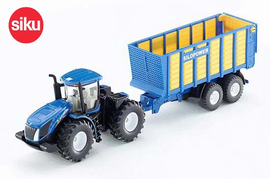 SIKU NO.1947 1:50 Scale NEW HOLLAND TRACTOR WITH SILAGE TRAILER Dicast Model Toy 