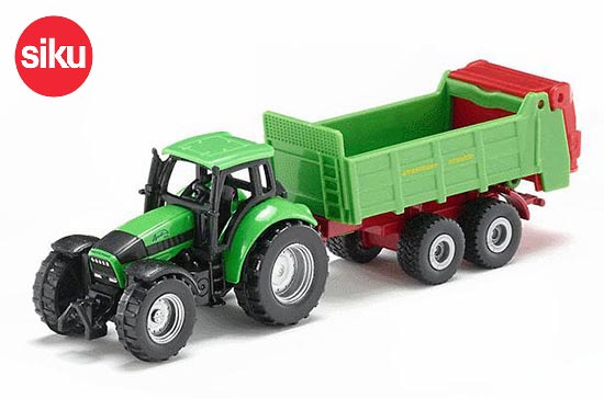 SIKU 1673 Deutz-Fahr Tractor With Trailer Diecast Toy Green