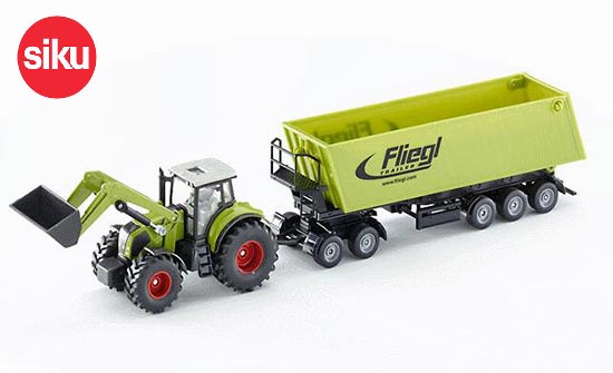 SIKU 1949 Claas Axion Tractor With Trailer Diecast Toy Green