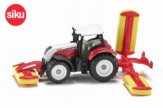 SIKU 1672 Steyr Tractor with Combine Harvester Diecast Toy Red
