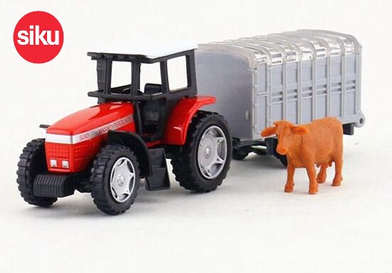 SIKU 1640 Massey Ferguson Tractor Livestock Trailer Diecast Toy