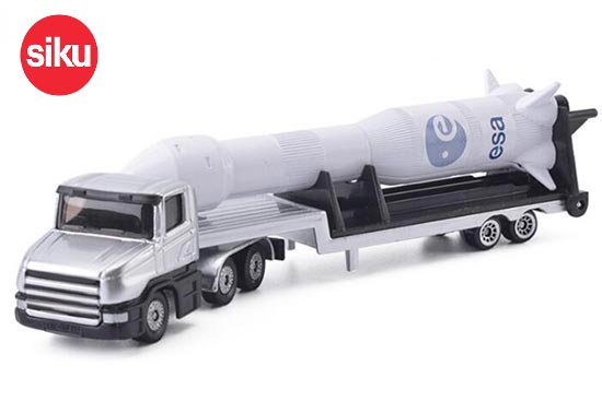 SIKU 1614 Lowbed Truck With Rocket Diecast Toy Silver