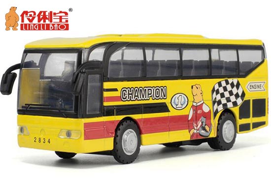 LINGLIBAO Champion Theme Coach Bus Diecast Toy Yellow