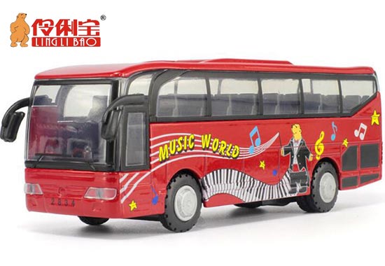 LINGLIBAO Music World Theme Coach Bus Diecast Toy Red