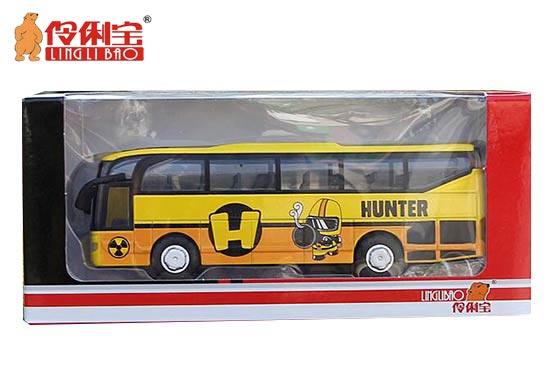 LINGLIBAO Hunter Theme Coach Bus Diecast Toy Yellow