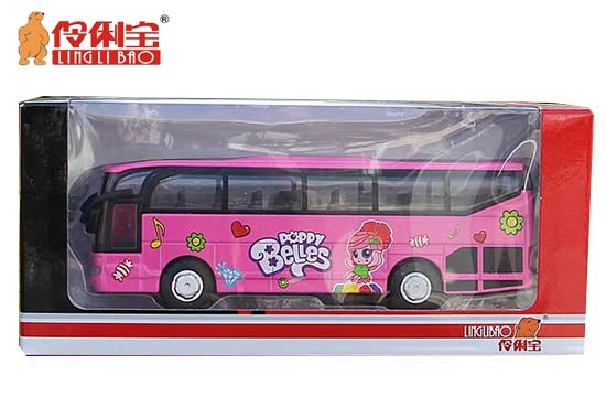 LINGLIBAO Belles Theme Coach Bus Diecast Toy Pink