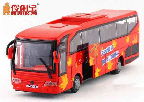 LINGLIBAO Happiness In Autumn Coach Bus Diecast Toy Red
