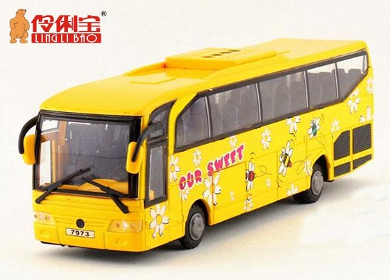 LINGLIBAO Coach Bus Diecast Toy Yellow