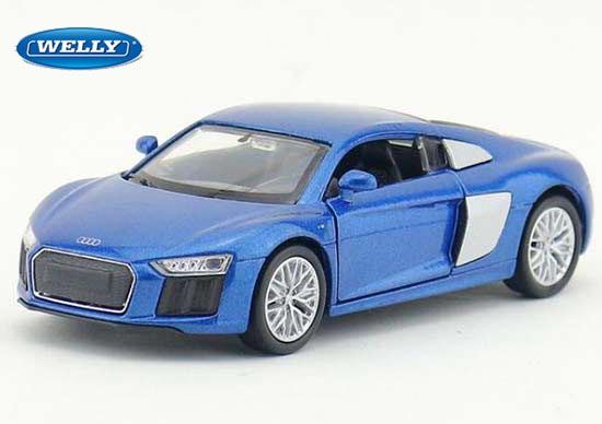 Welly Audi R8 V10 Diecast Car Toy 1:36 Scale Blue / White