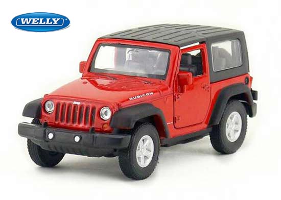 Welly Jeep Wrangler Rubicon Diecast Car Toy Red 1:36 Scale