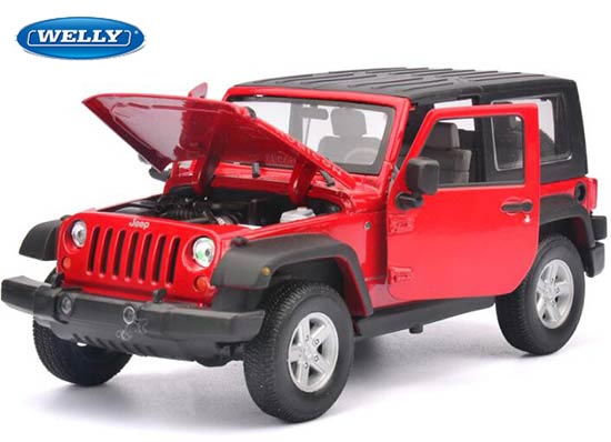 Welly Jeep Wrangler Rubicon Diecast Car Model 1:24 White / Red