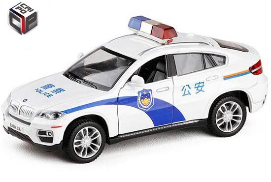 CaiPo BMW X6 Diecast Police Car Toy 1:32 Scale White