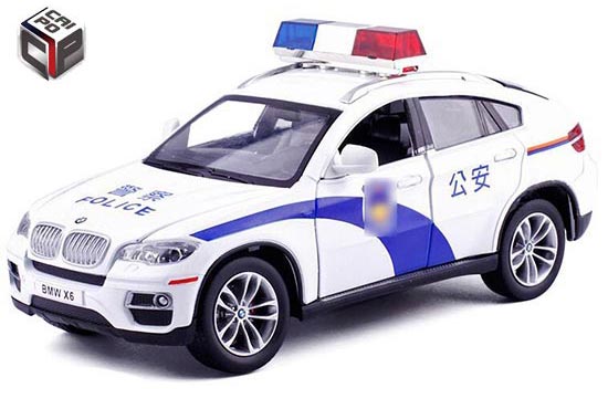 CaiPo BMW X6 Diecast Police Car Toy 1:26 Scale White