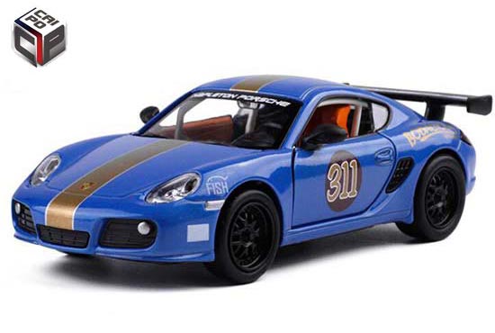 CaiPo Porsche Cayman Diecast Car Toy 1:32 Scale Blue / Yellow