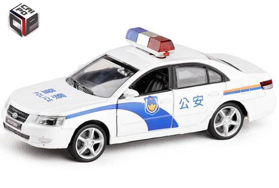 CaiPo Hyundai Sonata Diecast Police Car Toy 1:32 Scale White