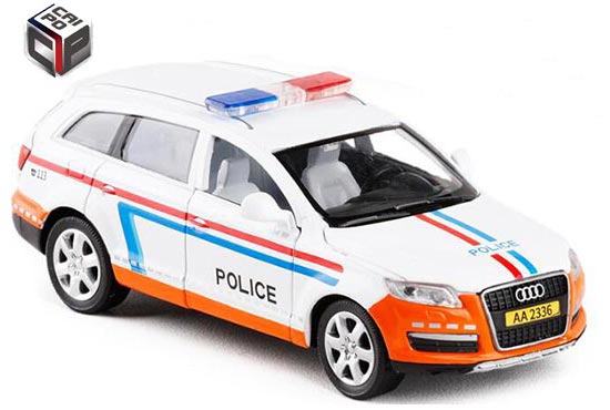 CaiPo Audi Q7 Diecast Police Car Toy 1:32 Scale White-Orange