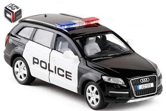 CaiPo Audi Q7 Diecast Police Car Toy Black-White 1:32 Scale