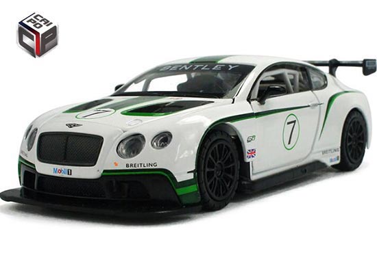 CaiPo Bentley Continental GT3 Diecast Car Toy White 1:32 Scale