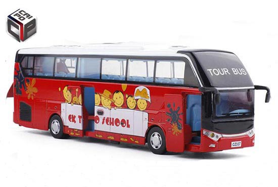 CaiPo Coach Bus Diecast Toy Red Back To School Painting