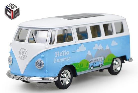 CaiPo Volkswagen T1 Bus Diecast Toy Hello Summer 1:30 Blue