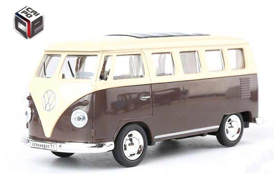 CaiPo Volkswagen T1 Bus Diecast Toy Red / Brown 1:38 Scale
