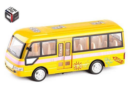CaiPo School Private Light Bus Diecast Toy Yellow