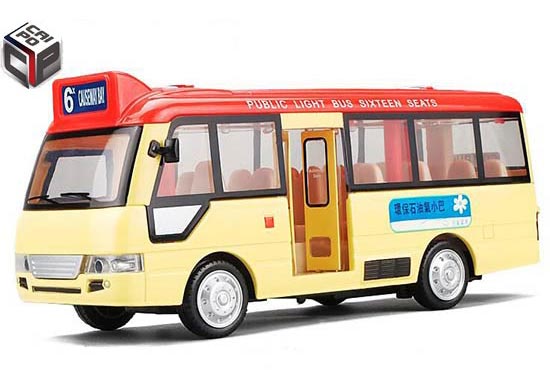 CaiPo Coach Bus Diecast Toy Public Light Bus Red-Yellow