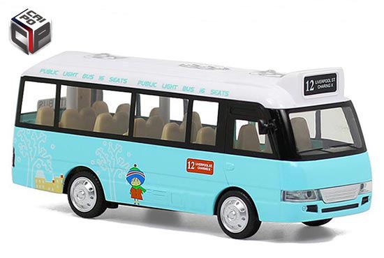 CaiPo Coach Bus Diecast Toy Public Light Bus Blue