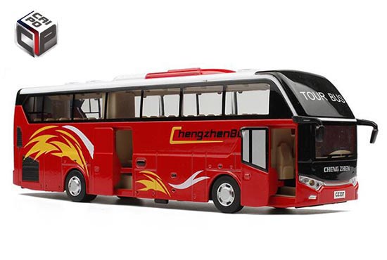 CaiPo Coach Bus Diecast Toy Red / White / Yellow