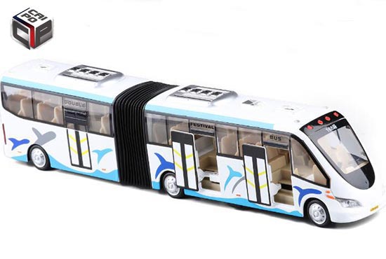 CaiPo City Articulated Bus Diecast Toy White-Blue