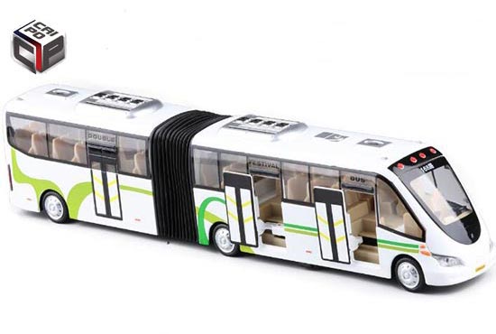 CaiPo City Articulated Bus Diecast Toy White-Green