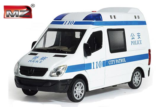MZ Mercedes Benz Sprinter Diecast Police Toy 1:32 White-Blue