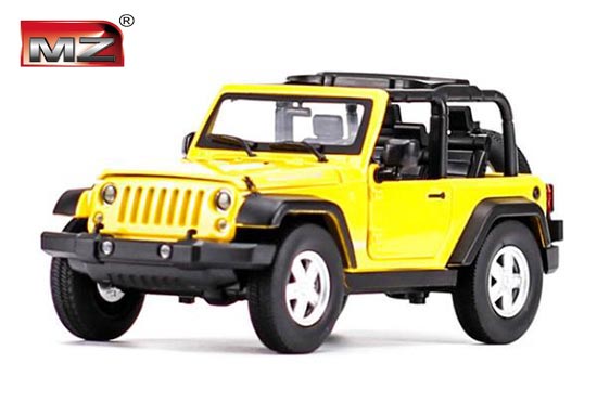 MZ Jeep Wrangler Rubicon Diecast Model 1:24 Scale Red / Yellow