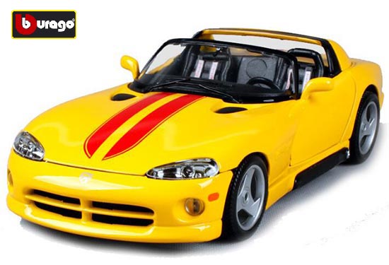 Bburago Dodge Viper RT /10 Diecast Car Model 1:18 Scale Yellow