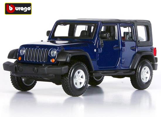 Bburago Jeep Wrangler Rubicon Diecast Car Model Blue 1:32 Scale
