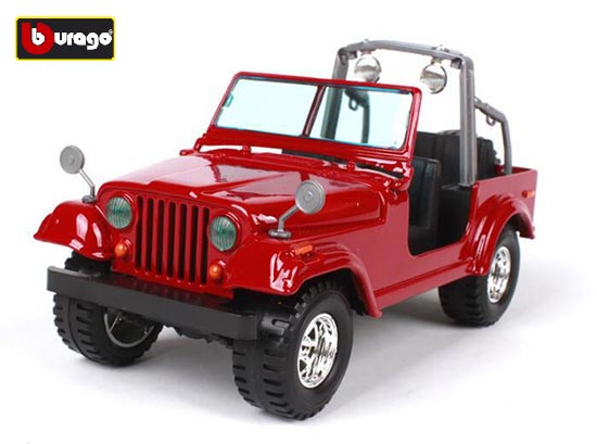 Bburago Jeep Wrangler Diecast Car Model Blue / Red 1:24 Scale