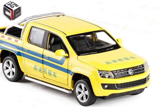 CaiPo Volkswagen Amarok Diecast Pickup Truck Toy 1:30 Yellow