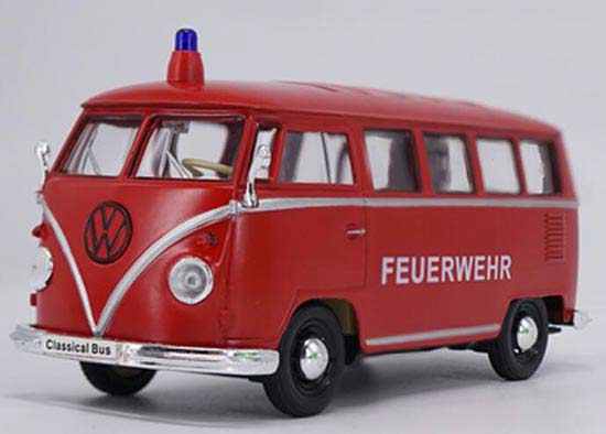 Welly 1963 Volkswagen T1 Diecast Bus Model Feuerwehr 1:24 Red
